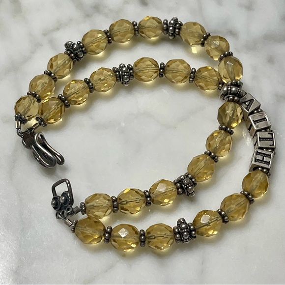 FAITH Silver & Multifaceted Yellow Topaz Double Strand Bracelet - Picture 3 of 7